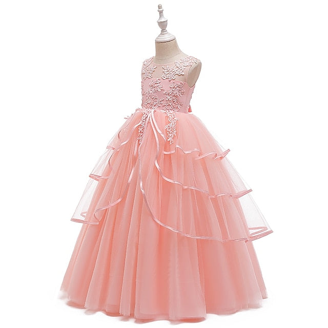 Kids Solid Dress Girls' Sleeveless Party Color