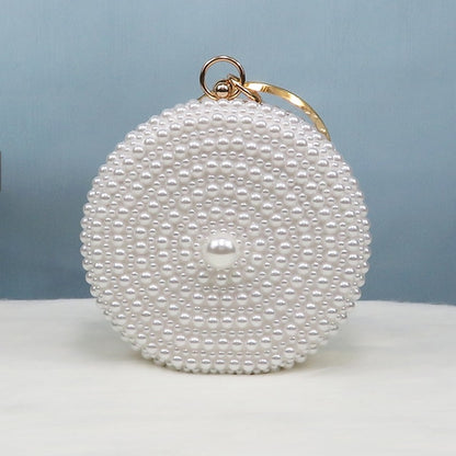 Pearl-Embellished Pearl Stiletto Round Set and Heels White Purse