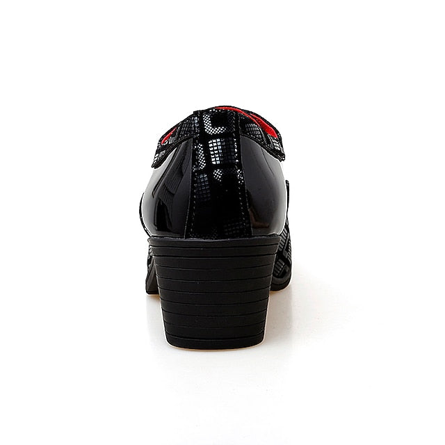 and Patent Oxford Red Block Heel Men's Shoes Black Leather