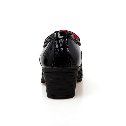 and Patent Oxford Red Block Heel Men's Shoes Black Leather