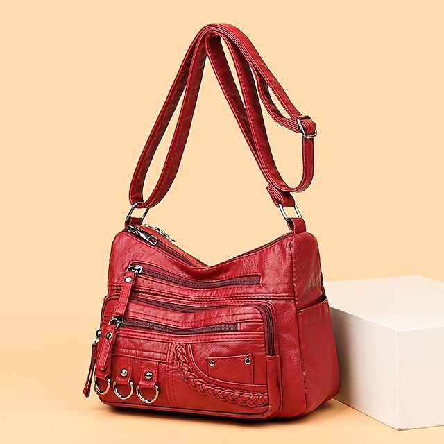 Multiple Crossbody with Vintage Leather Women's Faux Bag