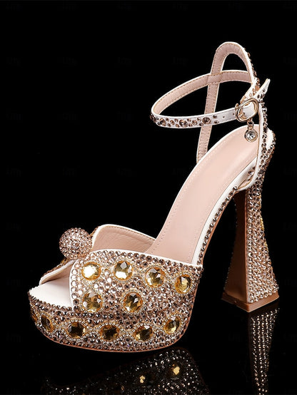 Glamorous Platform Crystal-Embellished Women's with Sandals