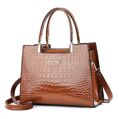 Black Crocodile Pattern Women's Elegant Handbag Leather |