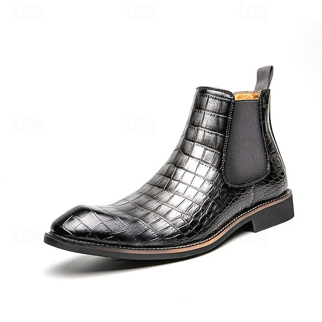 Chelsea – Brown Slip-On Men's Pattern Crocodile Boots