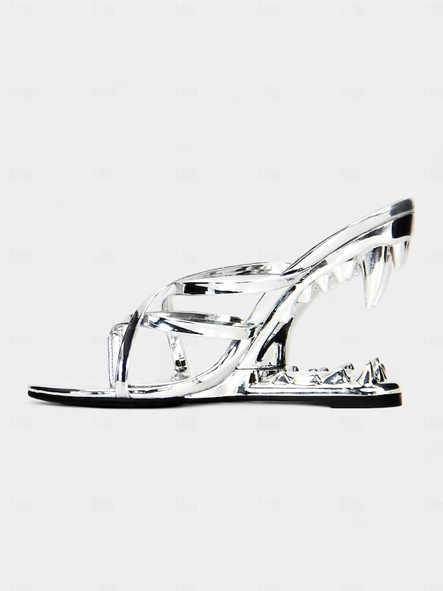 Sculpted Design Flat with Unique - Metallic Heel Sandals Gold