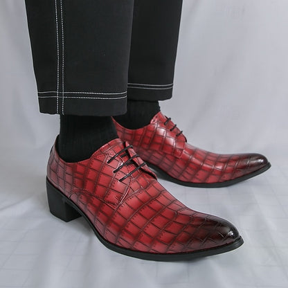 Pattern Faux Crocodile – Men's Red Shoes Leather