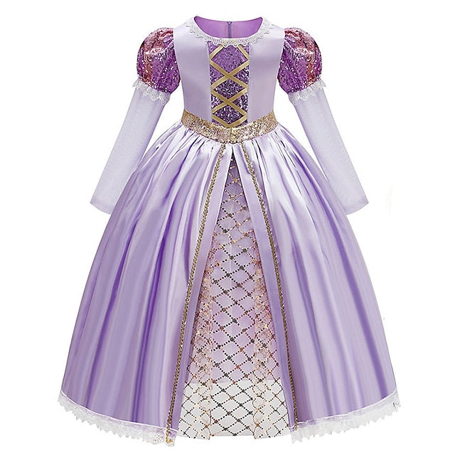 Sofia Rapunzel Girl Fairytale Dress Flower Theme Party Princess