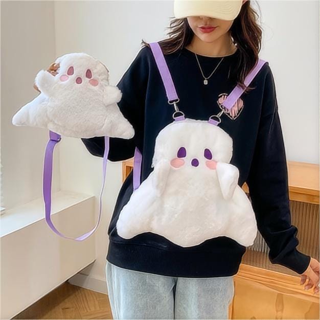 Sac à dos en peluche fantôme mignon sac à bandoulière