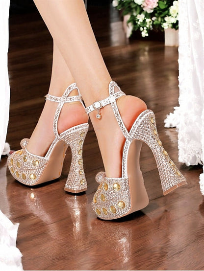 Glamorous Platform Crystal-Embellished Women's with Sandals