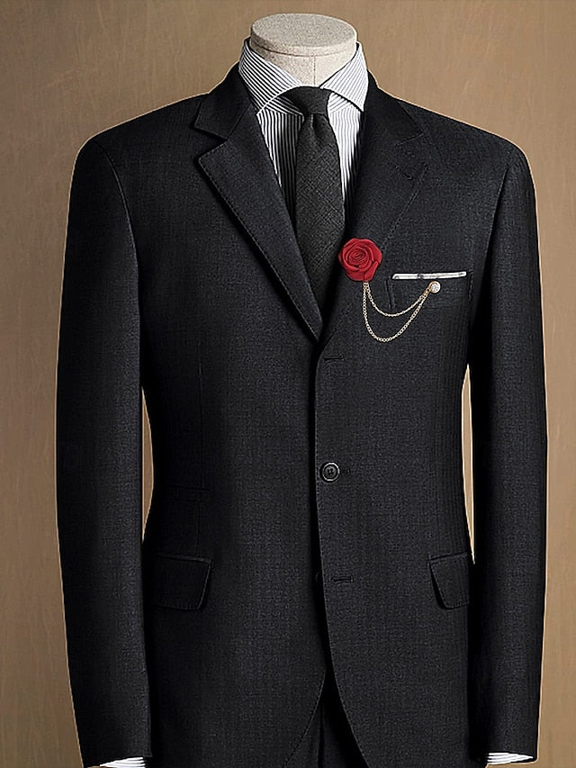 Rose – Chain Men's with Lapel Elegant Gold Pin Red