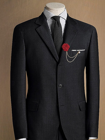 Rose – Chain Men's with Lapel Elegant Gold Pin Red