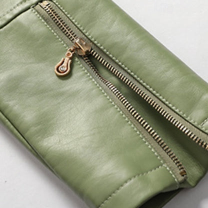 Women's Zipper Comfortable Leather Faux Jacket Pocket