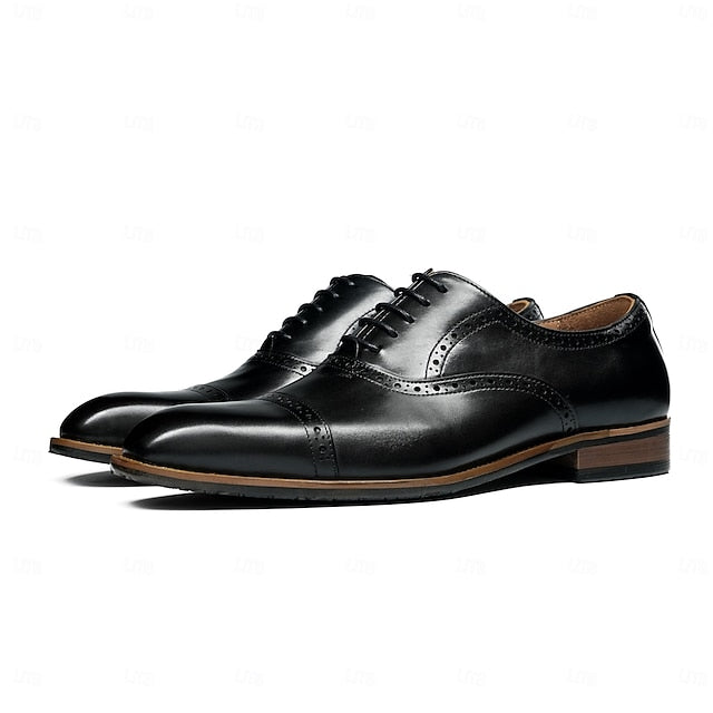 with Leather Men's Light Genuine Brown Oxford Shoes Wingtip