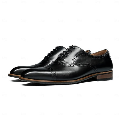 with Leather Men's Light Genuine Brown Oxford Shoes Wingtip