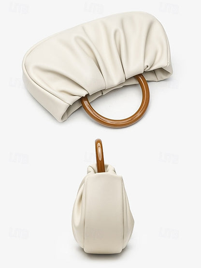 with Acrylic Bag Leather Tote Clutch Women's Pleated Faux