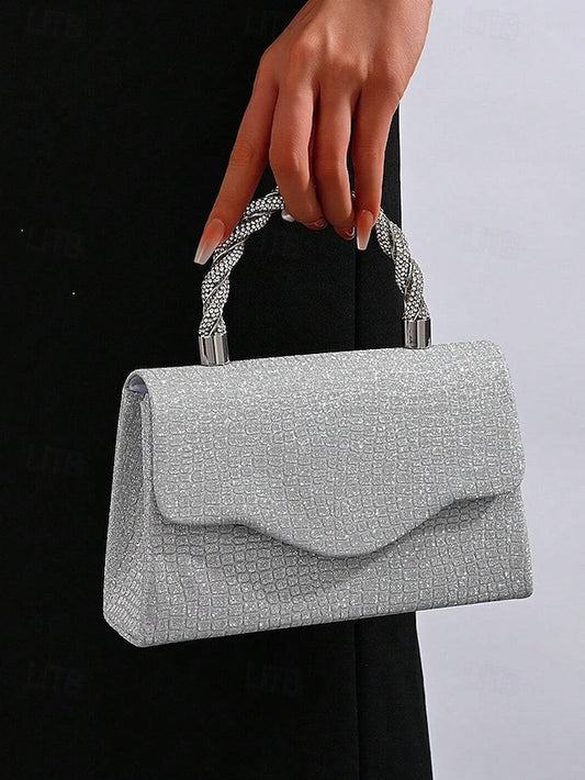 Handbag Silver Handle Rhinestone – with Women's Glitter