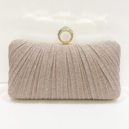 with Glitter Bag Clutch Evening Ring Elegant Gold Rhinestone