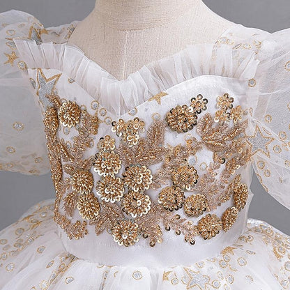 Dress Flower Floral Girls' Party Sequin Girl Kids