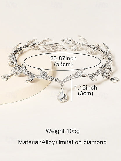 Blue with – Drops Leaf Gemstone Gold Vintage Headpiece