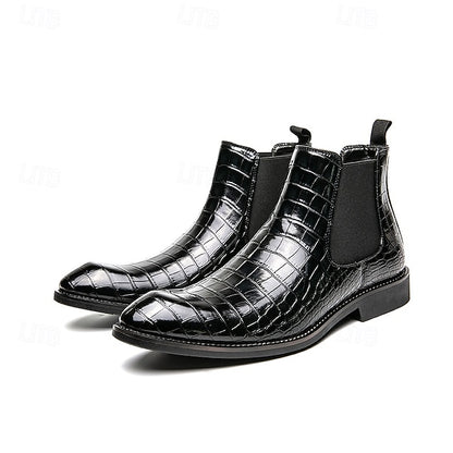 Chelsea – Brown Slip-On Men's Pattern Crocodile Boots