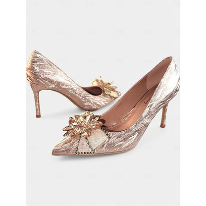 Shoes High – for Glitter Heels Wedding Sparkling Women Silver