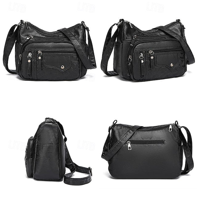 Bag Women's Faux Multiple Leather with Quilted Crossbody