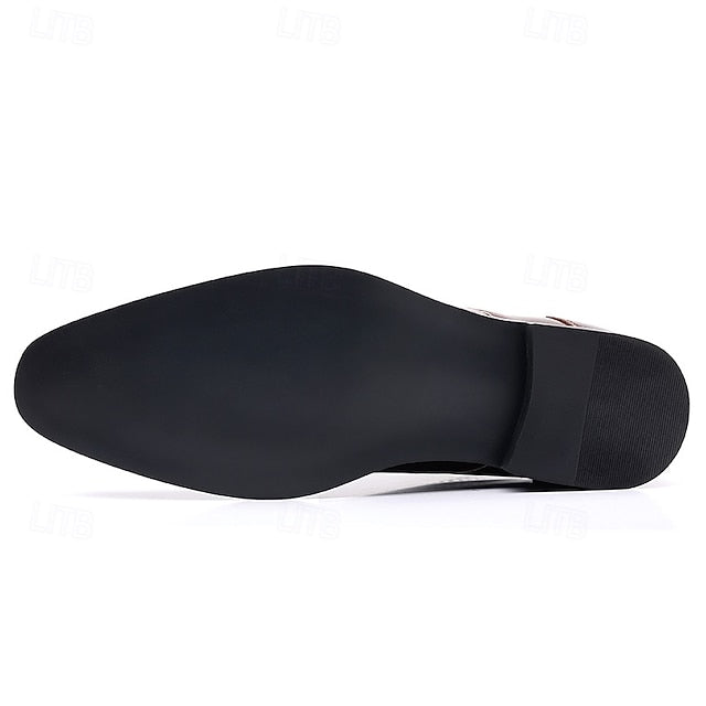 Leather Ankle Men's Faux Glossy Burgundy Wingtip Brogue