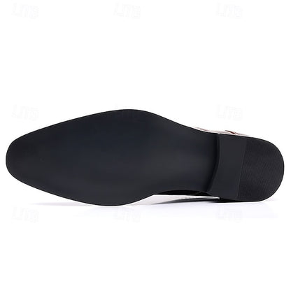 Leather Ankle Men's Faux Glossy Burgundy Wingtip Brogue