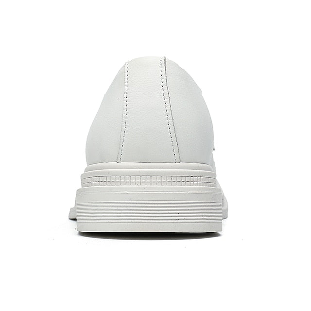 Perforated White Shoes Faux with Leather Men's Oxford