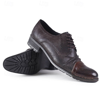 Men's Vintage Shoes Leather Oxford Genuine – Brogue