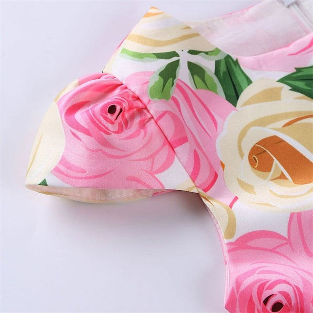 Flower Girls' Short Dress Sleeve Kids Party Floral