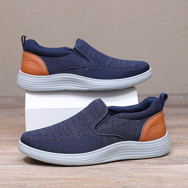– Sneakers Breathable Navy Men's Knit Stretch Slip-On