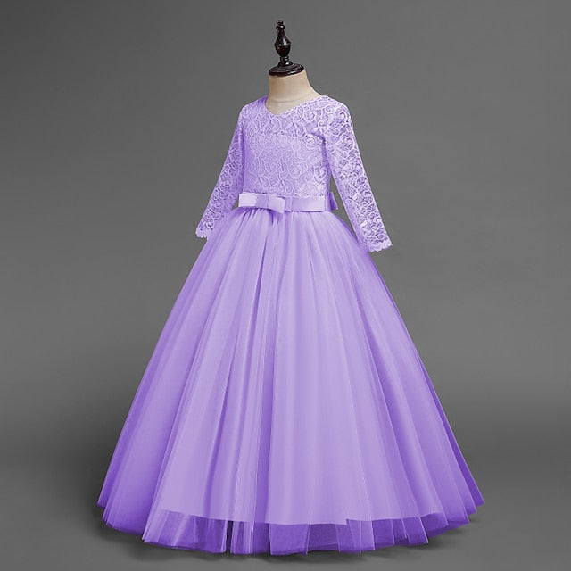 Kids Flower Girl Sleeve Dress Girls' Wedding Half