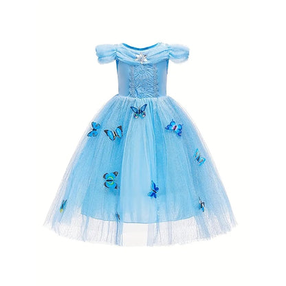 Party Elsa Tulle Dress Flower Frozen Girl Princess Theme Costume