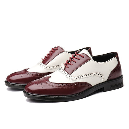 Men's Shoes Burgundy and Oxford Brogue Wingtip White