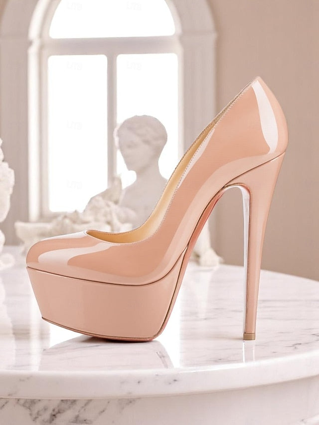 Pointed-Toe Patent with Heels Black and Platform Women's