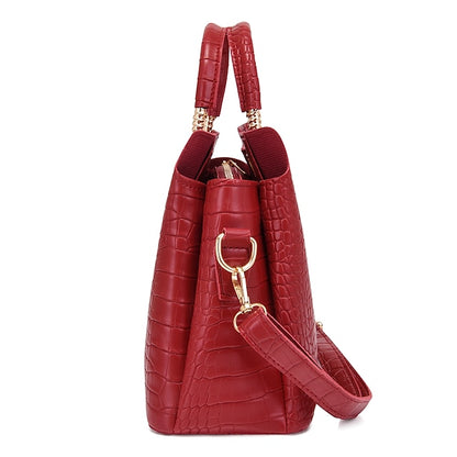 Bag Leather Going Women's out Set PU Purse Office Pcs 3