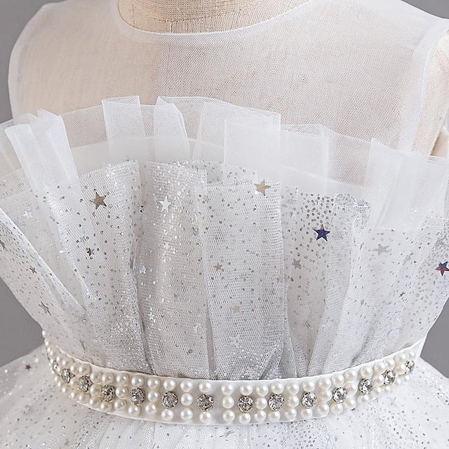 Flower Sequin Girls' Kids Sleeveless Girl Dress Party