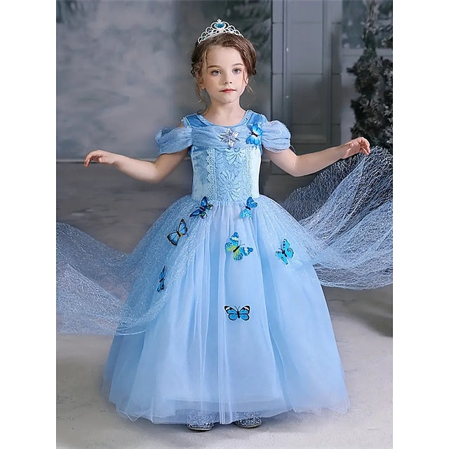 Tulle Elsa Costume Princess Girl Dress Party Frozen Flower Theme