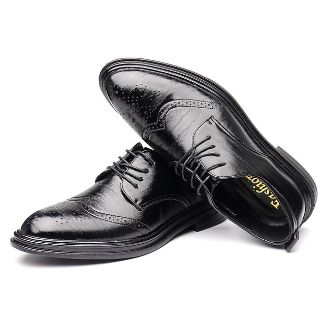 – Brown Shoes Leather Brogue Classic Faux Men's