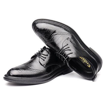 – Brown Shoes Leather Brogue Classic Faux Men's