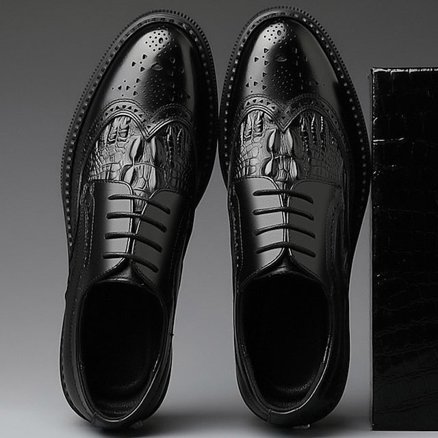 Brogue Shoes Oxford Brown - Crocodile Leather Men's