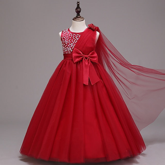 Colored Girls' Kids Solid Girl Dress Flower