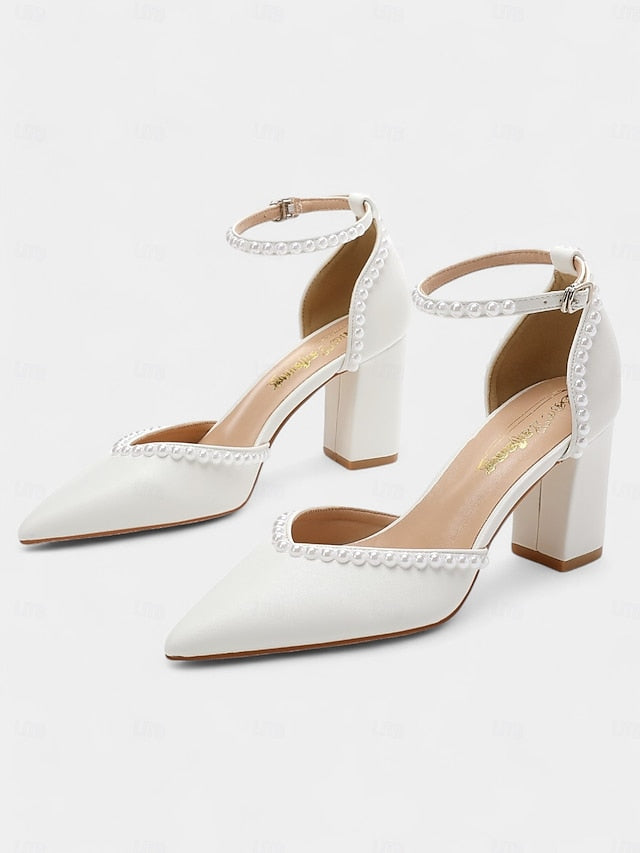 Heels Women's Elegant Wedding Pearl-Embellished