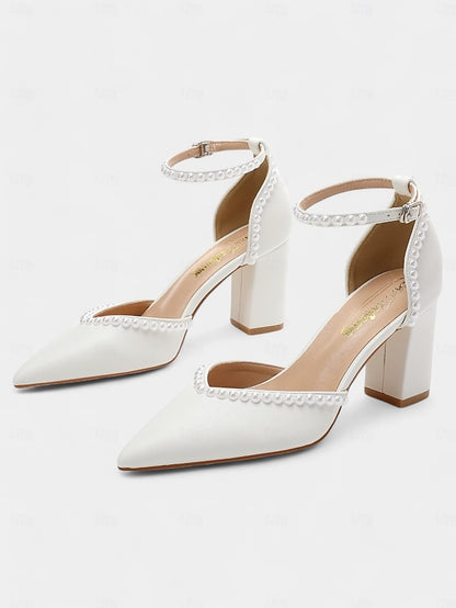 Heels Women's Elegant Wedding Pearl-Embellished