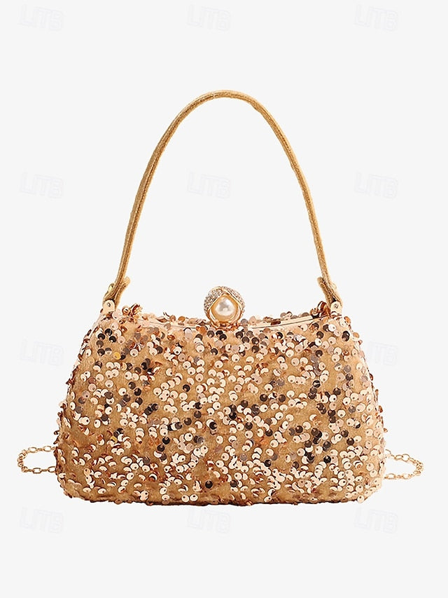 Black – with Clutch Pearl Sequin Women's Accent Evening