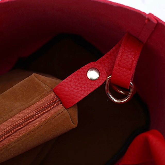 Gold Red Women's Chain with Leather Handbag Lock and Faux