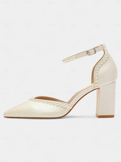 Heels Women's Elegant Wedding Pearl-Embellished