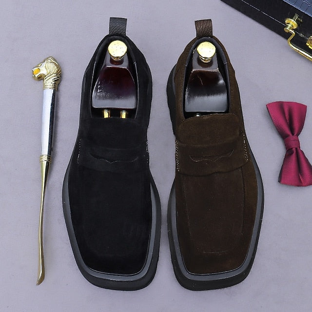 Cowhide Leather Men's Loafers Business Suede -Classic