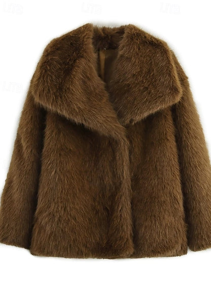 Coat Fur Faux Furs Leathers Comfortable Women's Warm